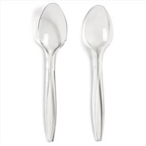 HEAVY DUTY REUSABLE CLEAR DESSERT SPOON