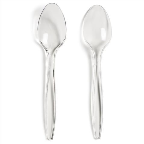 HEAVY DUTY REUSABLE CLEAR DESSERT SPOON