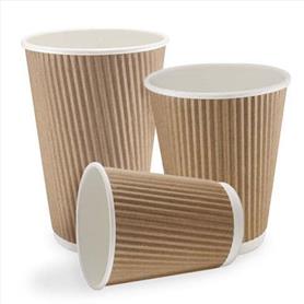 8oz KRAFT TRIPLE WALL RIPPLE CUPS