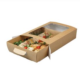 MEDIUM - KRAFT WINDOW PLATTER BOX WITH TRAY INSERT