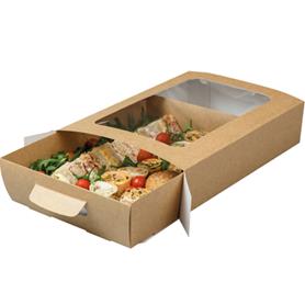 LARGE - KRAFT WINDOW PLATTER BOX WITH TRAY INSERT