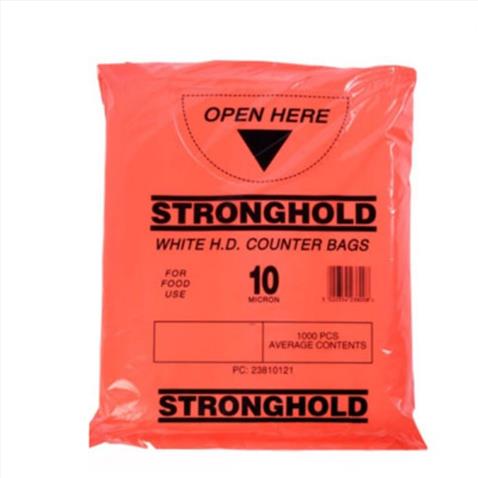 STRONGHOLD WHITE HDPE BUTCHER BAGS POUCHED