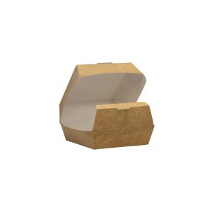 SMALL KRAFT COMPOSTABLE CLAMSHELL BURGER BOX