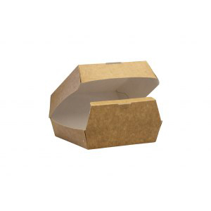 LARGE KRAFT COMPOSTABLE CLAMSHELL BURGER BOX