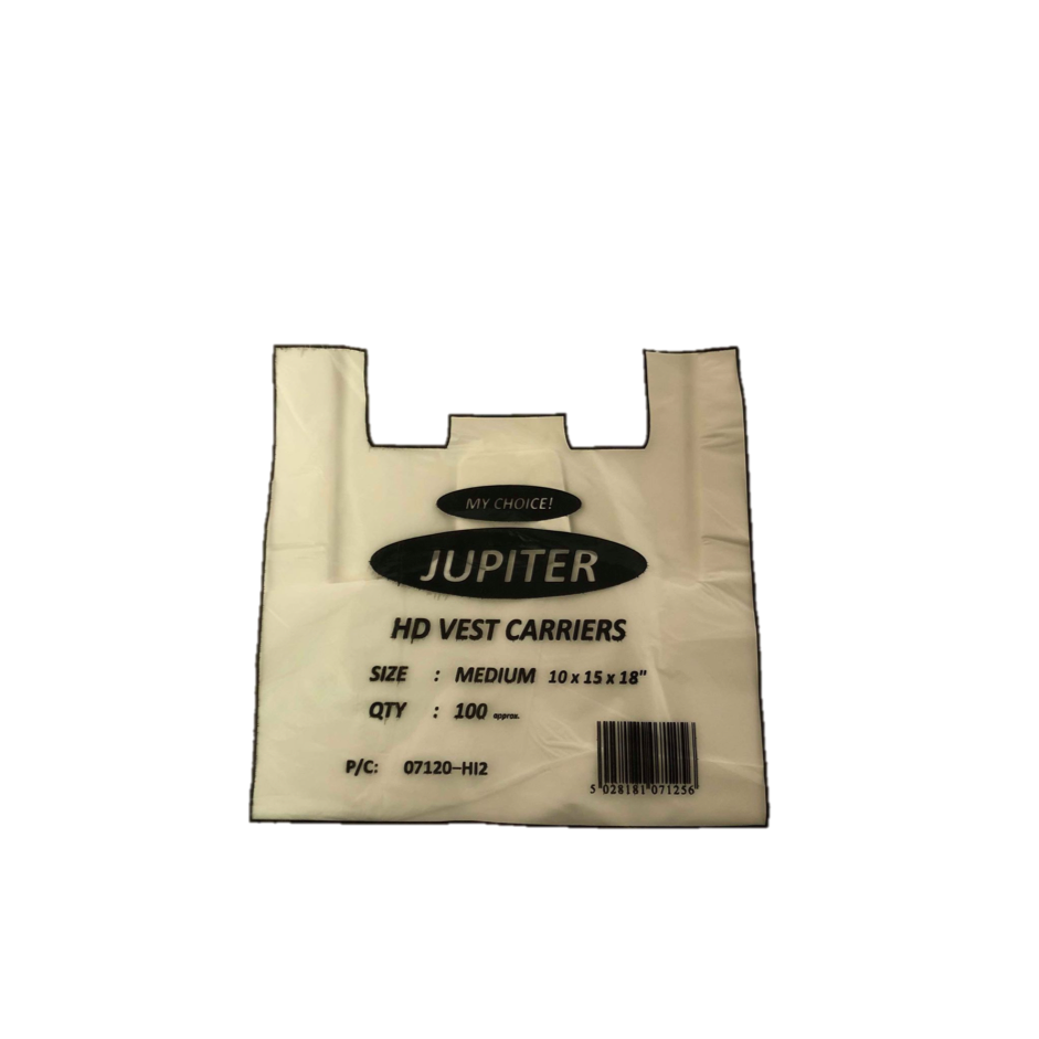WHITE VEST CARRIER BAG (JUPITER)