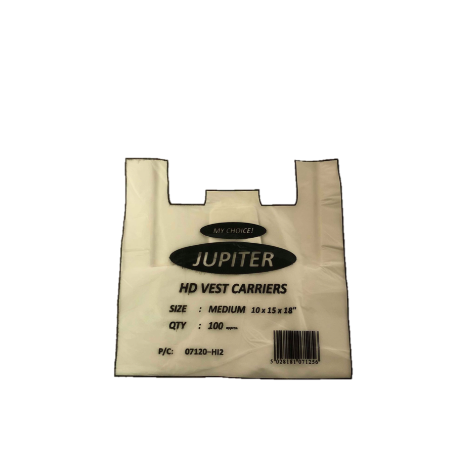 WHITE VEST CARRIER BAG (JUPITER) - B&P Wholesale