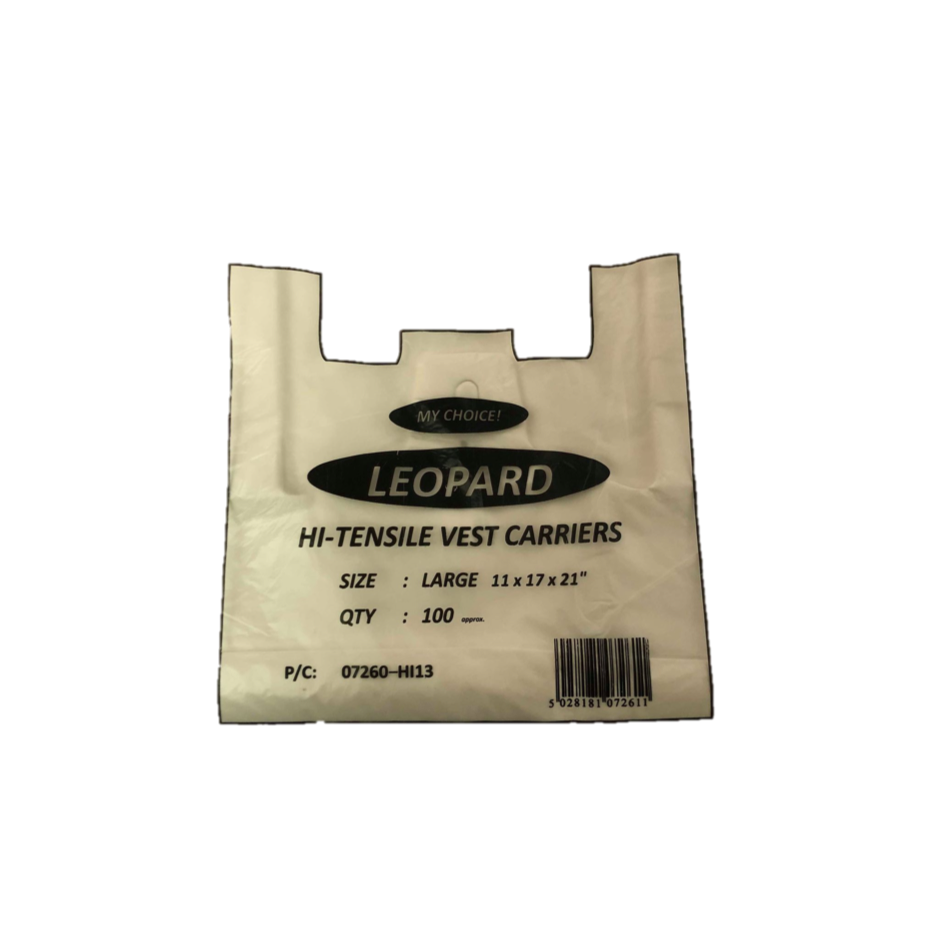 WHITE HD VEST CARRIER BAG (LEOPARD)