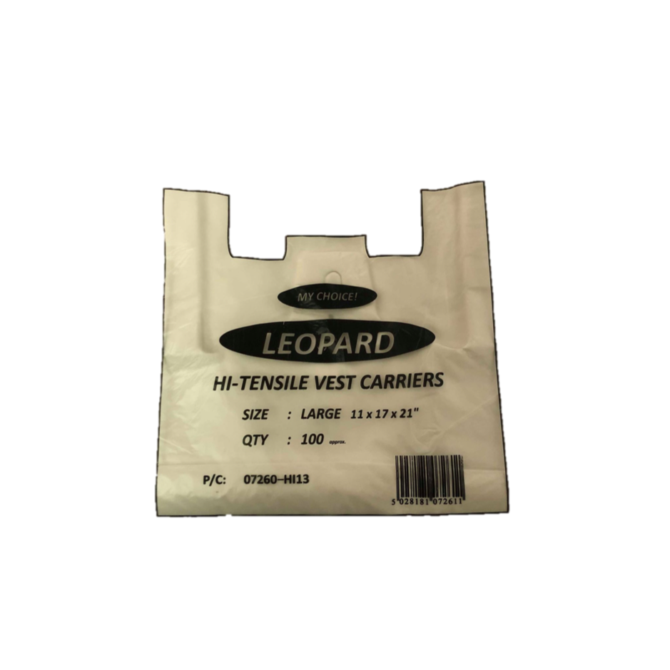LEOPARD - WHITE HD VEST CARRIER BAG