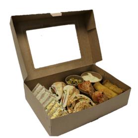 SMALL - KRAFT WINDOW PLATTER BOX HINGED LID