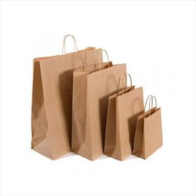 ACCESSORY - BROWN ROPE TWIST HANDLE PAPER CARRIER BAG