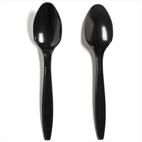 HEAVY DUTY REUSABLE BLACK DESSERT SPOON