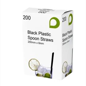 BLACK PLASTIC SPOONSTRAWS