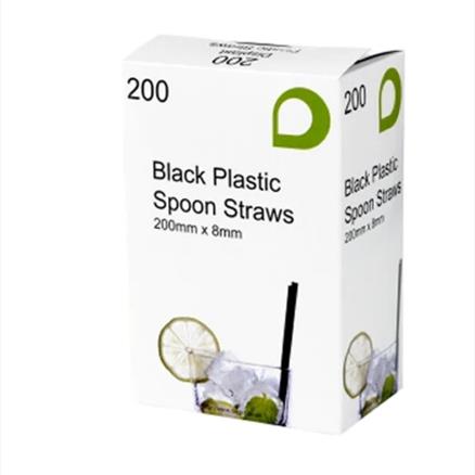 BLACK PLASTIC SPOONSTRAWS
