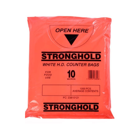 STRONGHOLD WHITE HDPE BUTCHER BAGS POUCHED