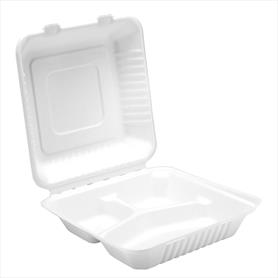 9" 3 COMPARTMENT BAGASSE MEAL BOX
