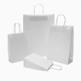 ACCESSORY - WHITE ROPE TWIST HANDLE PAPER CARRIER BAG